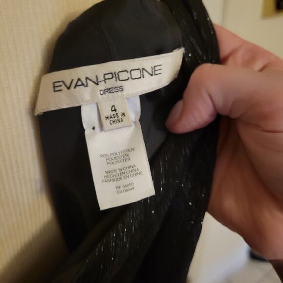 Evan-Picone Black Metallic Halter Midi Dress Size 4 Cocktail Party Formal - Picture 8 of 8